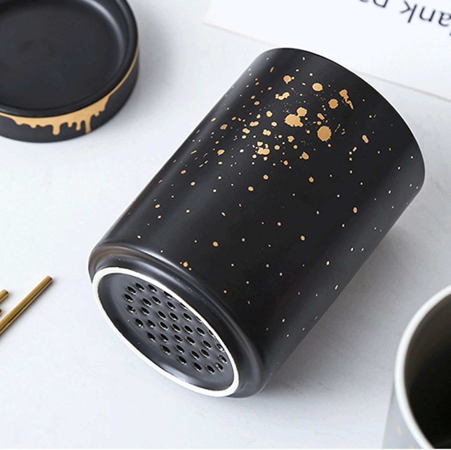 逢絢亭】茶道具 蓋置 京焼 仁清 鉄仙の図 御室窯 共箱入り